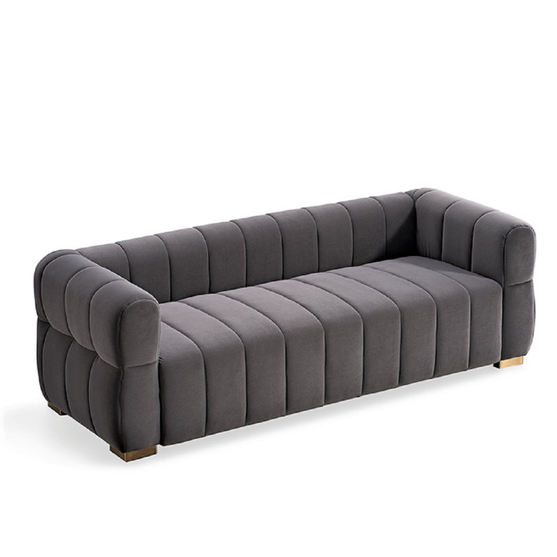 89'' Velvet Sofa, Gray