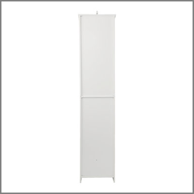 Armoire de salle de bain haute de 64 pouces avec tablettes à tiroirs réglables, unité de rangement sur pied à persiennes, armoire de rangement verticale étroite à plusieurs niveaux pour salle de bain, blanc