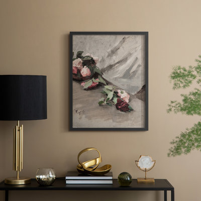 Reproduction florale vintage avec encadrement CCL XXXII - bois massif