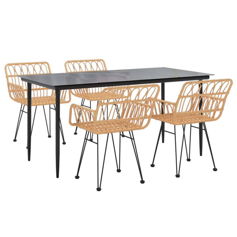 Ensemble repas d'extérieur rectangulaire L 63 po pour 4 personnes Alverto, Brun