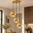 3-Light Concave Amber Glass Pendant Light