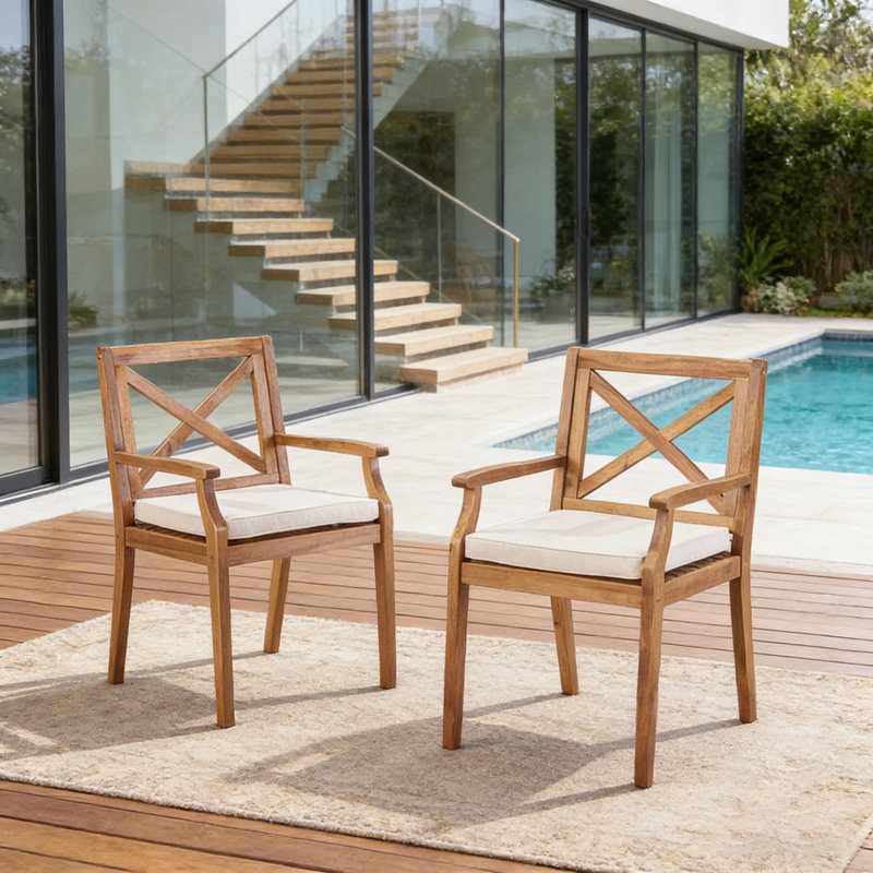 Chaise longue de patio 2 pièces, Crème
