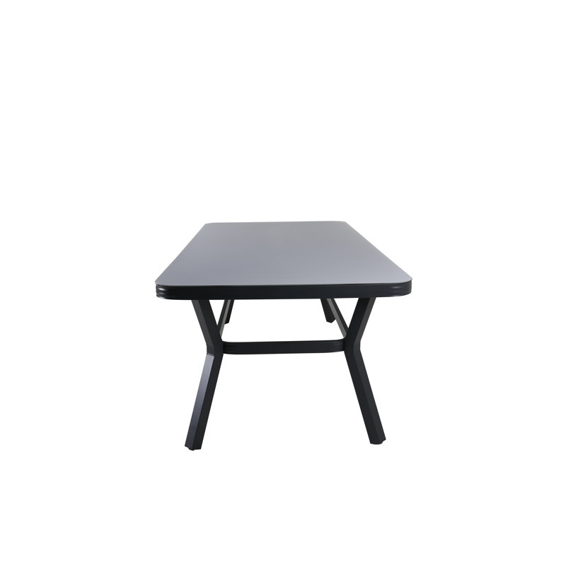 Varena Rectangular Metal Outdoor Dining Table , cm W cm D, 74cm H x 200cm W x 100cm D, Black