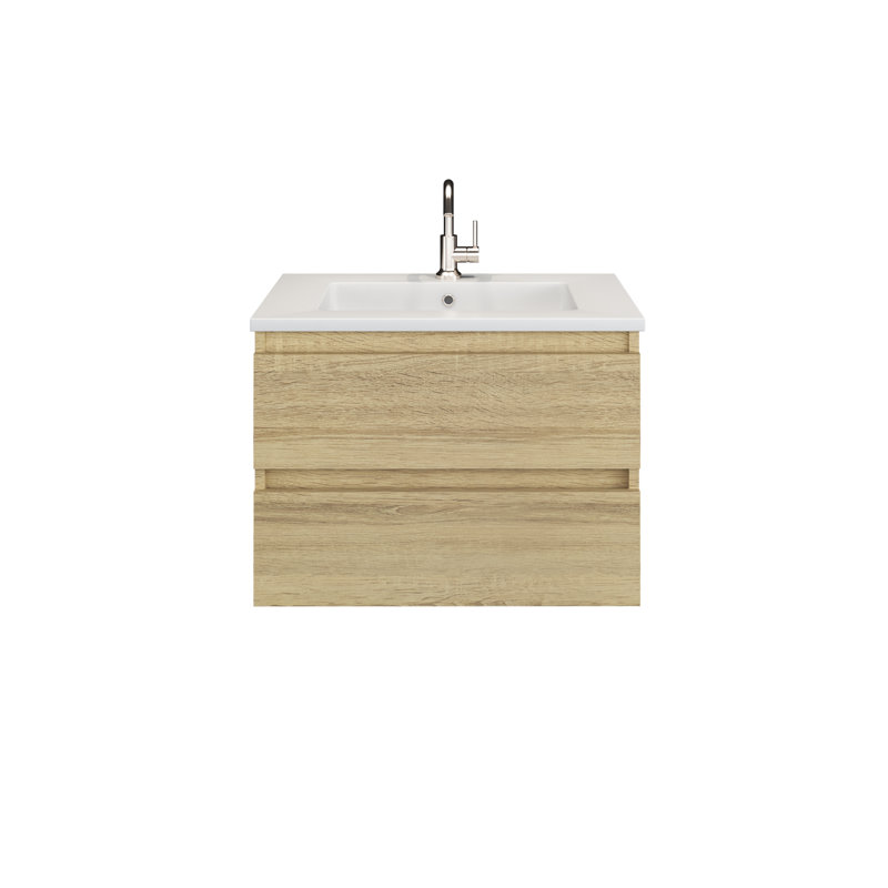 Ensemble de meuble-lavabo mural simple 30 po Salt [20D], Chêne blanc
