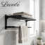  Towel Holder with 2 Bars Wall Mounted No Drill Bathroom Shelf Black