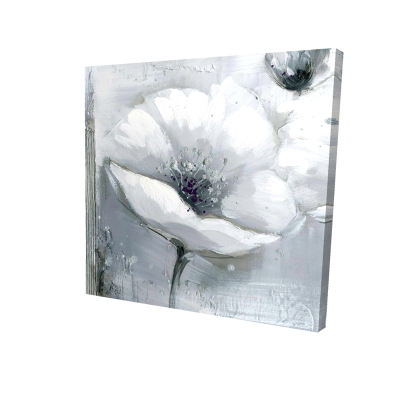 Grayscale Flowers - White Botanical Canvas for Home Decor