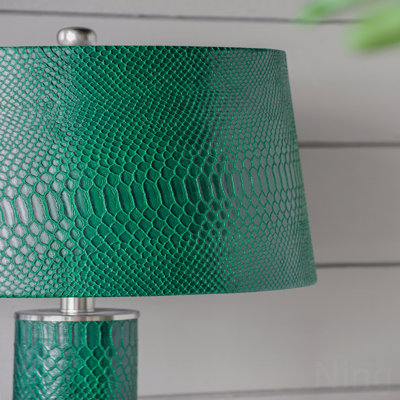 14X14x27" Leather Table Lamp