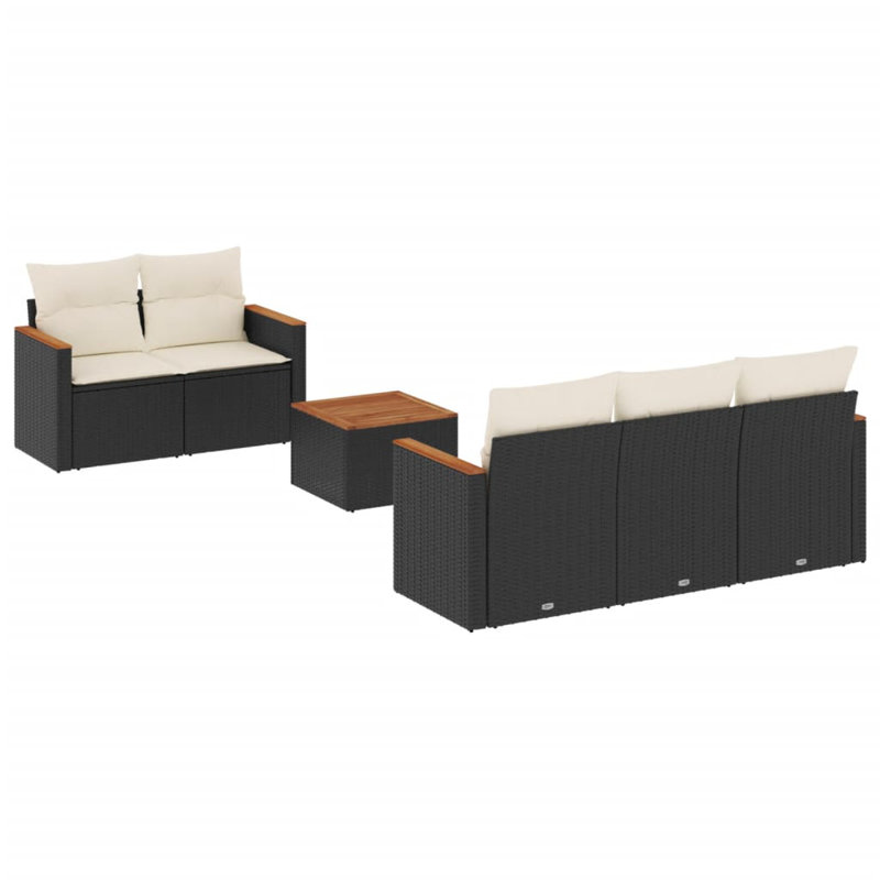 Ensemble de canapé de jardin vidaXL 6 pièces en acier thermolaqué noir
