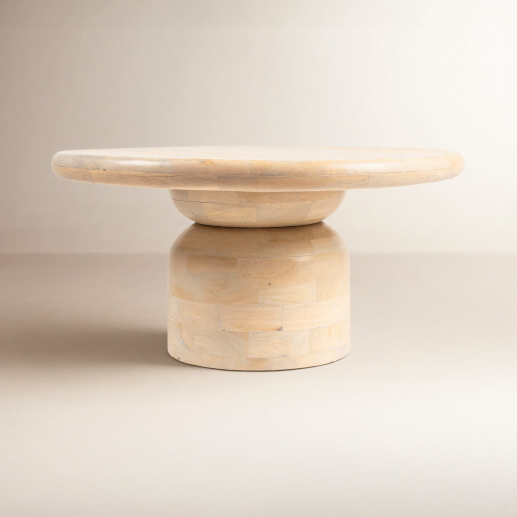 Kashida 35" Mango Coffee Table, Whitewash