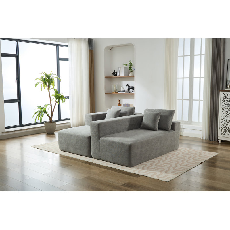 Chenille L-Shaped Sofa Couch, Gray