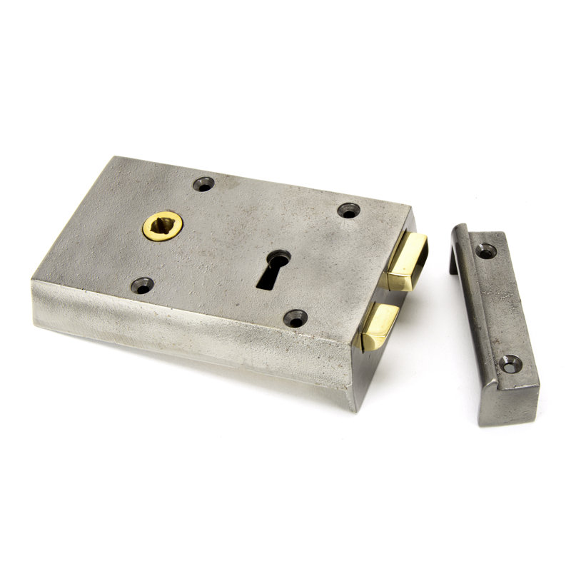 Rim Lock Iron, 8.6cm H x 15cm W x 3.1cm D