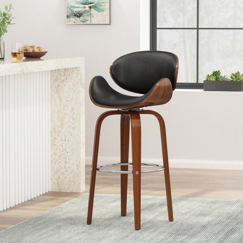 Tabouret tournant 30 "Mid-Century, Noir