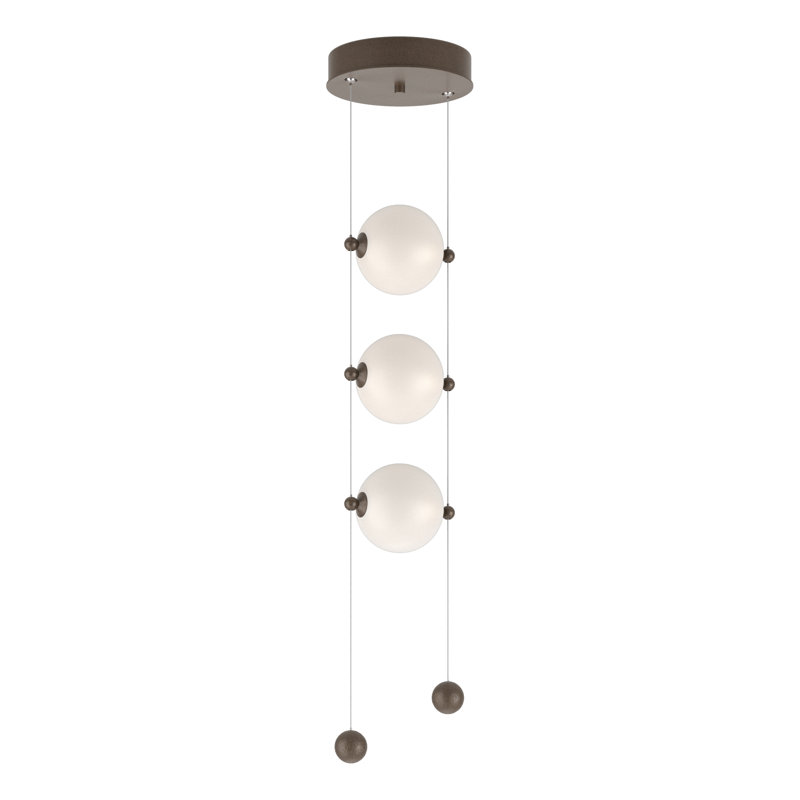 Abacus 3 - Light Cluster Globe LED Pendant, Opal, Bronze