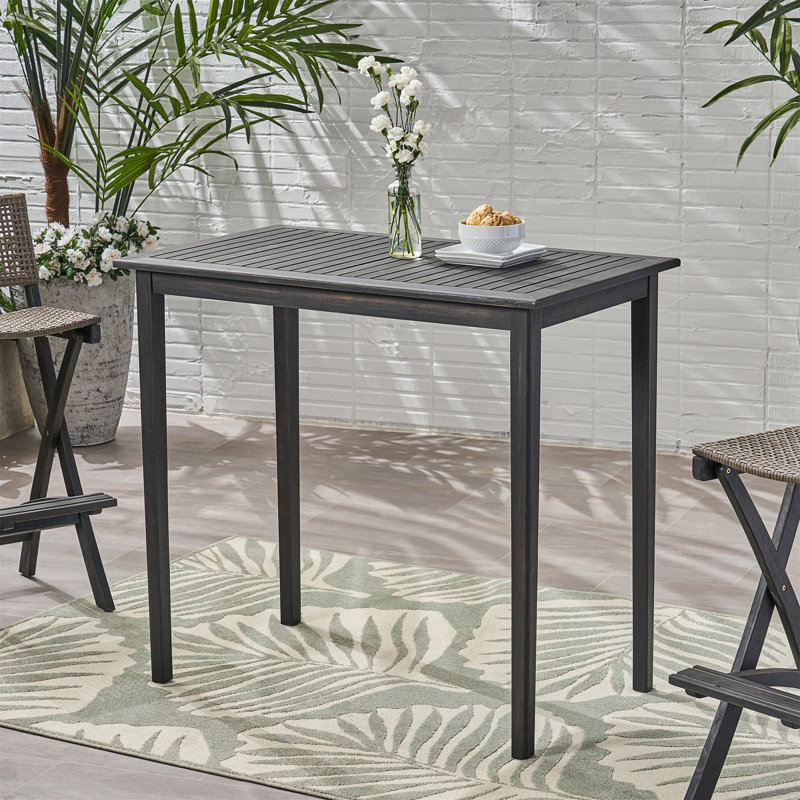 Table de bar d'extérieur rectangulaire en bois d'acacia minimaliste - Gris foncé (table incluse seulement), Gris foncé