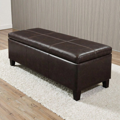 Assembled Rectangle Storage Ottoman Bench, 50.25"W Seat, Child-Safe Hinge