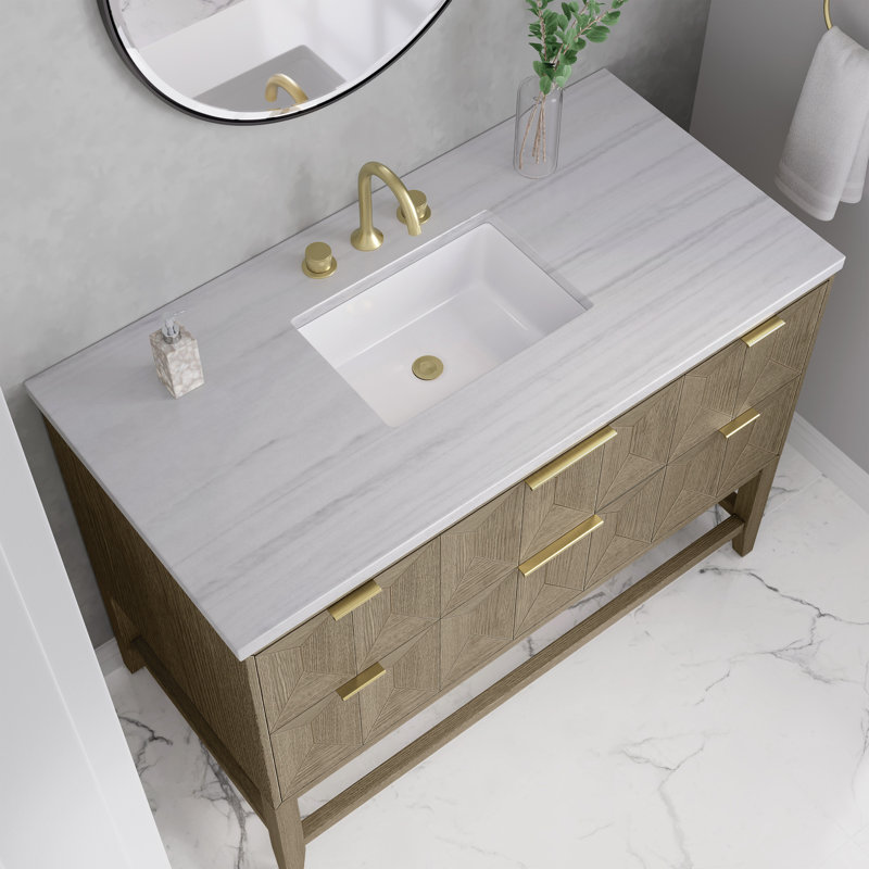 Emmeline 48'' W Single Vanity, White Zeus, 8" Widespread