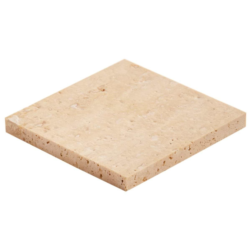 Travertine 4x4 Filled Brushed Vein Cut Tile, Classic Brushed