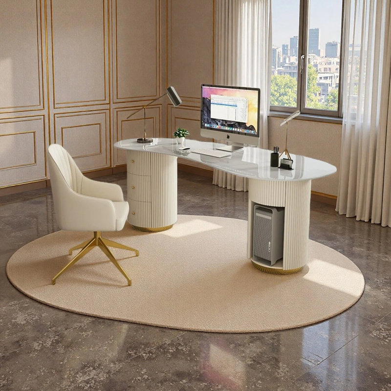 Nordic Luxury-Style Office Desk, 29.53" H x 62.99" W x 27.56" D