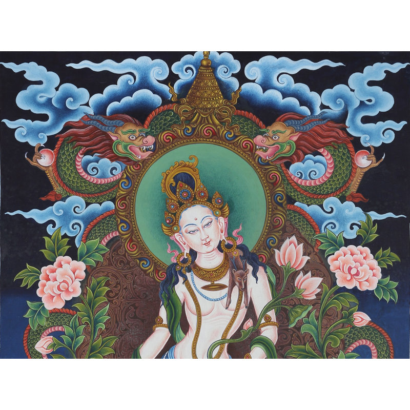 Newari Padcamani avec des dragons - Thangka bouddhiste tibétain sans broc