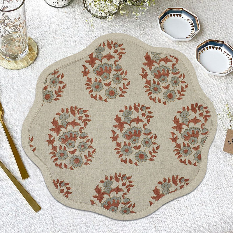 Fabdivine 15"Elegance Scalloped Placemats - Anarkali
