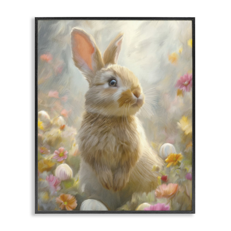 «Bunny Dreams Meadow», estampe numérique, conception de Kim Allen, H 30 po x l 24 po, Giclée encadrée noir minuit
