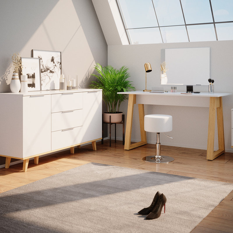138 Cm Wide 3 Drawer Sideboard