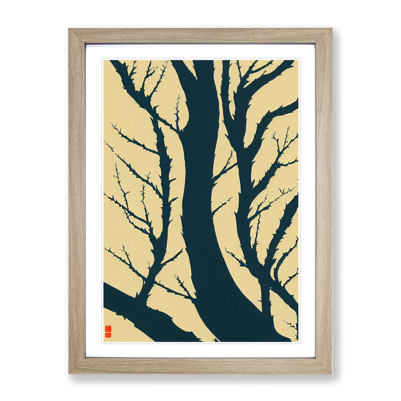 A Japanese Tree - Single Picture Frame Print, Oak Framed, 34cm H x 25cm W x 2cm D
