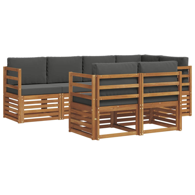  Ensemble de canapé 7 pièces en bois d'acacia massif naturel et anthracite