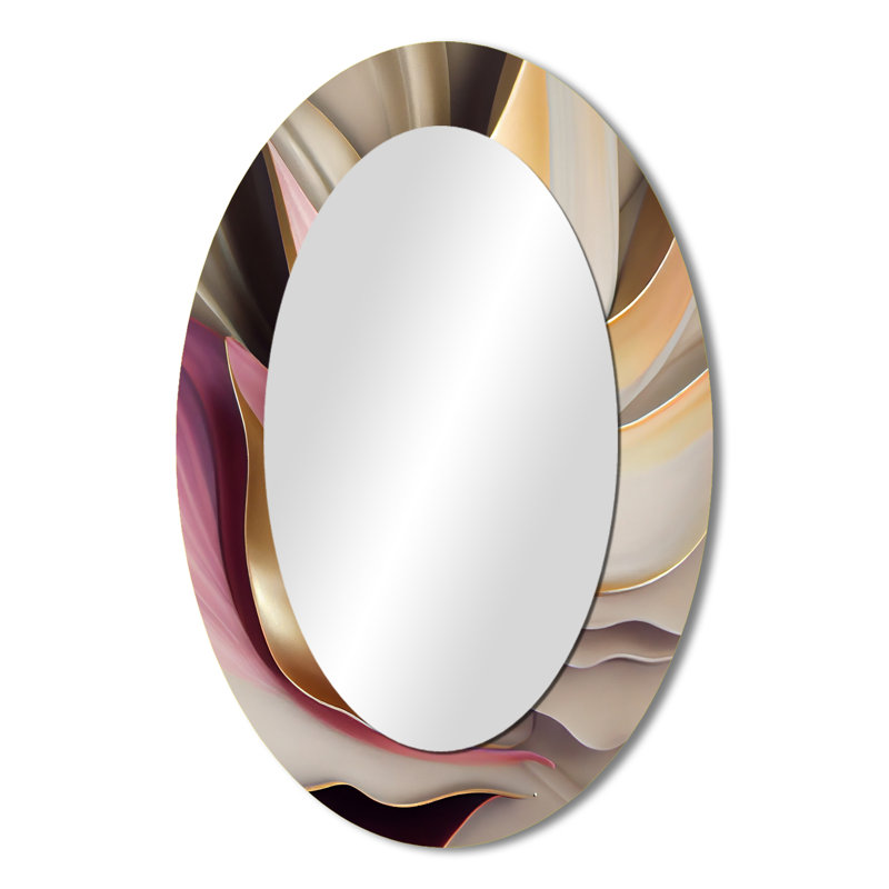 Subtil sophistication en rose exquis et doré - miroir mural ovale moderne, 36 po x 24 po