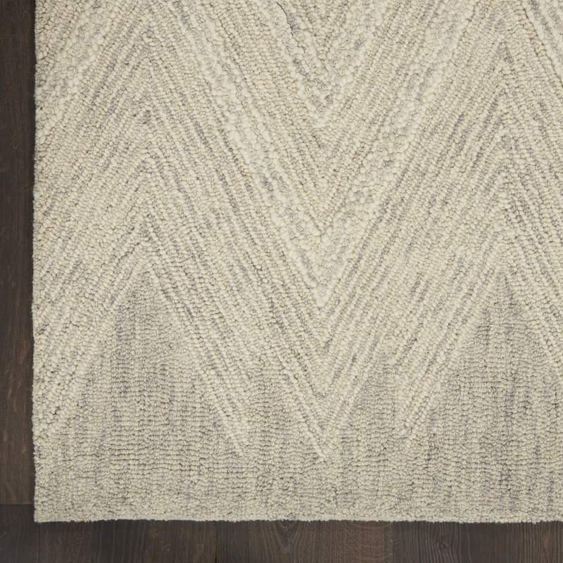 Tapis ivoire fait à la main Jodie, Rectangle 5 pi x 7 pi 6 po