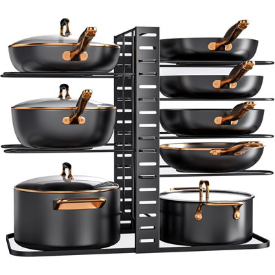 Support réglable pour casseroles et poêles, porte-couvercle à 8 niveaux avec 3 méthodes d'installation, armoire de cuisine et rangement pour garde-manger