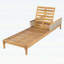 Chaise longue en bois d'acacia avec coussins beiges et osier gris clair, 76,8 po