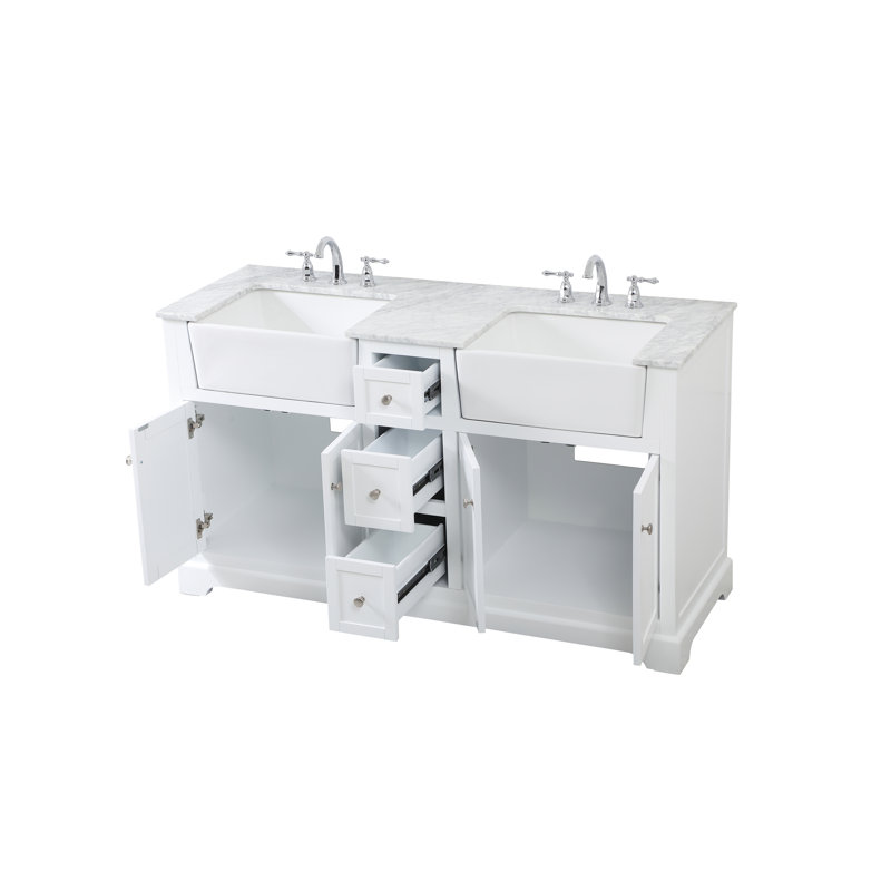 Ensemble de meuble-lavabo double 60 po Pardue, Blanc