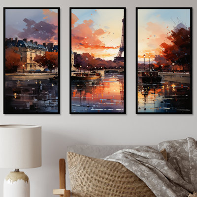 Automne, Paris, coucher de soleil sur la tour Eiffel - Art mural de la ville de Paris