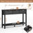 Fluted Wood Console Table with 3 Drawers-266278197
