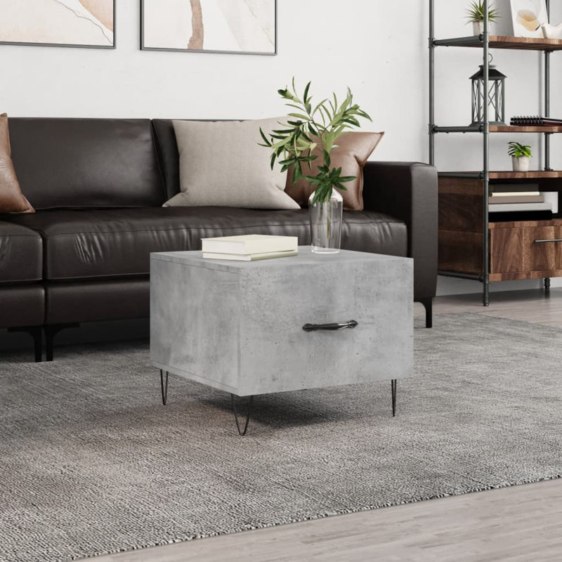 Edler Four Leg Coffee Table with Storage, Concrete Grey