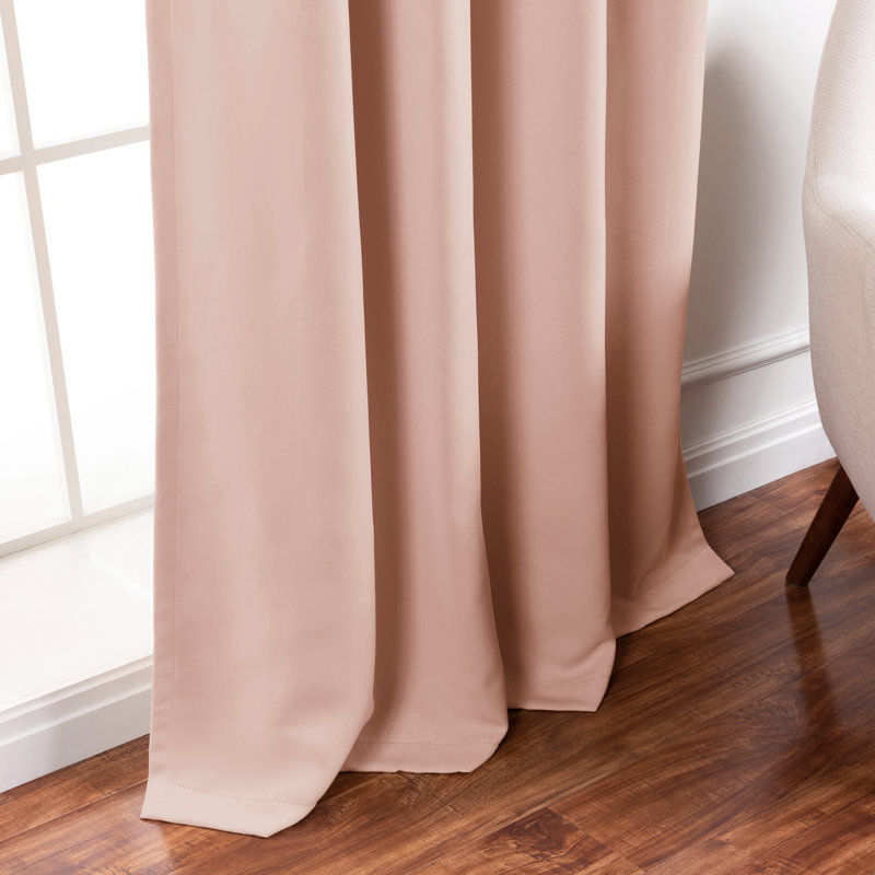 Adina Sevan Solid Thermal Grommet Curtain Panels, Blush, 52"W x 96"L