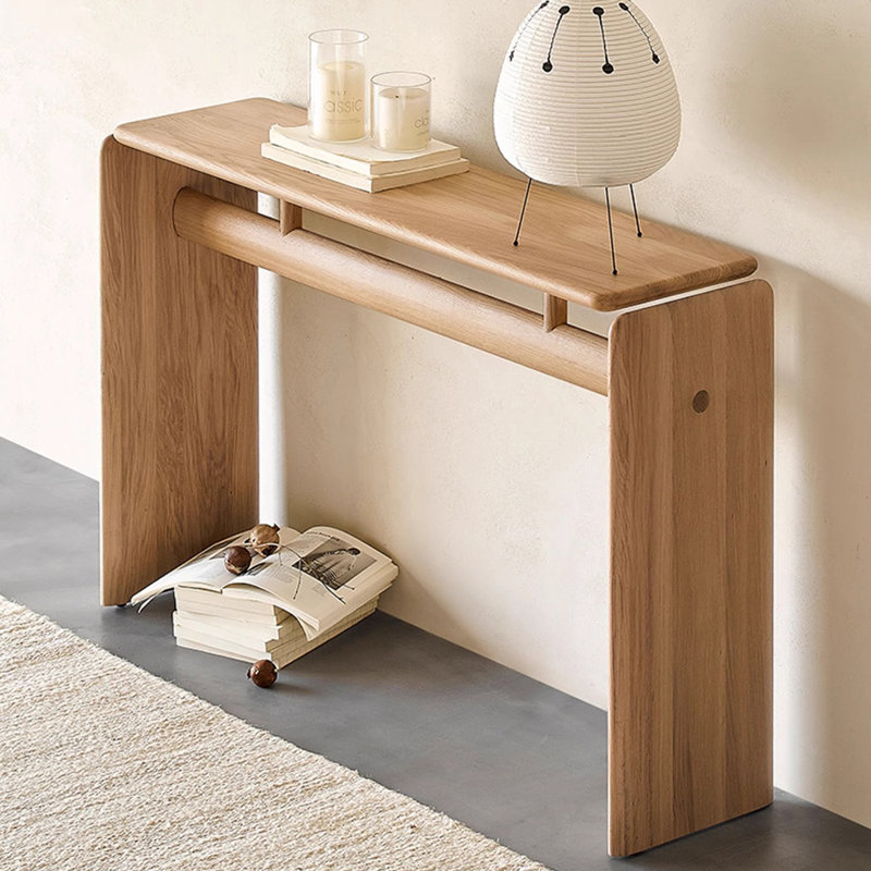 Console de style japonais moderne, H 29,5 po x l 51,2 po x P 11,8 po, Bois naturel
