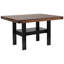 Transitionnel avec 6 chaises rembourrées et une table rectangulaire en chêne de manguier, 7 chaises de table de salle à manger en tissu gris de style industriel