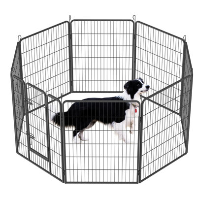 Heavy Duty 40" Pet Playpen Outdoor. Metal Construction, Rust. Safe & Comfortable For Animals. Foldable, Portable. Easy Assembly. Versatile Various Uses Outdoor Dog Pen - 40". Material, Waterproof.