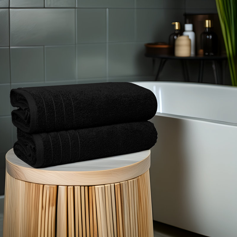 100% Cotton, 4 piece Towel set (4 x Bath Towels) 76x152, 450GSM, Black