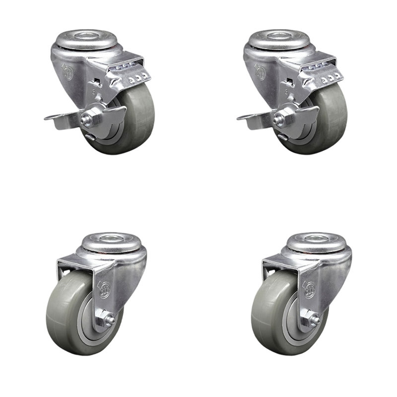 4-Piece Polyurethane Caster Set, Gray