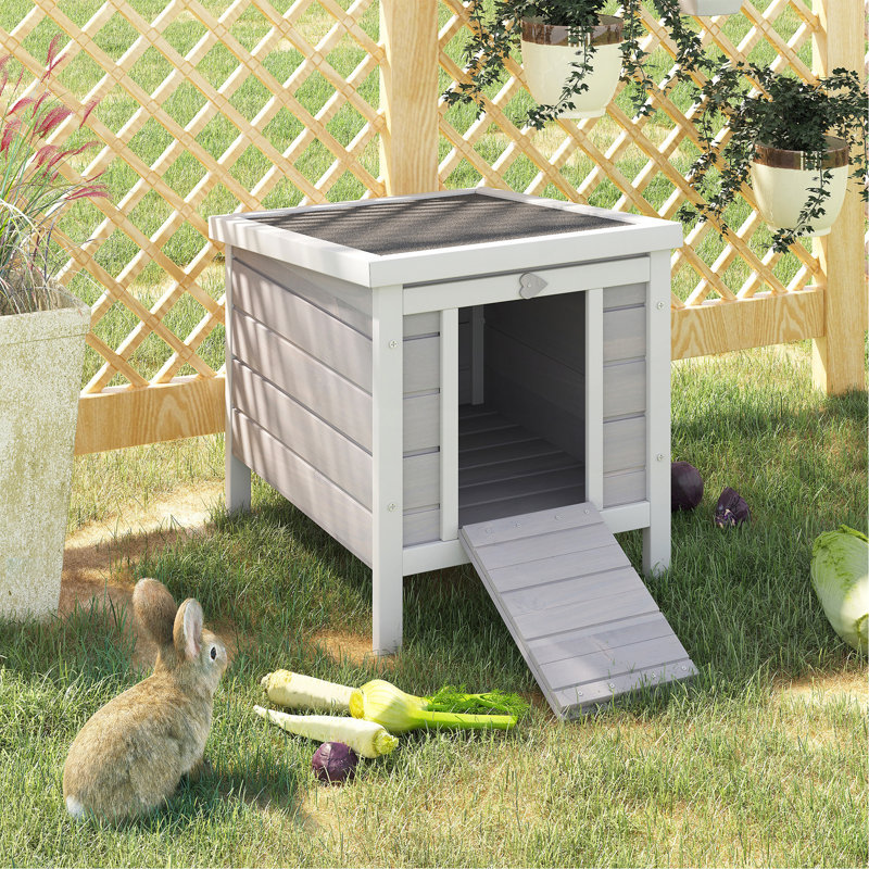 Petite cage à lapin en bois, cage à lapin / cochon d'Inde, avec toit ouvert et imperméable, gris, Gris