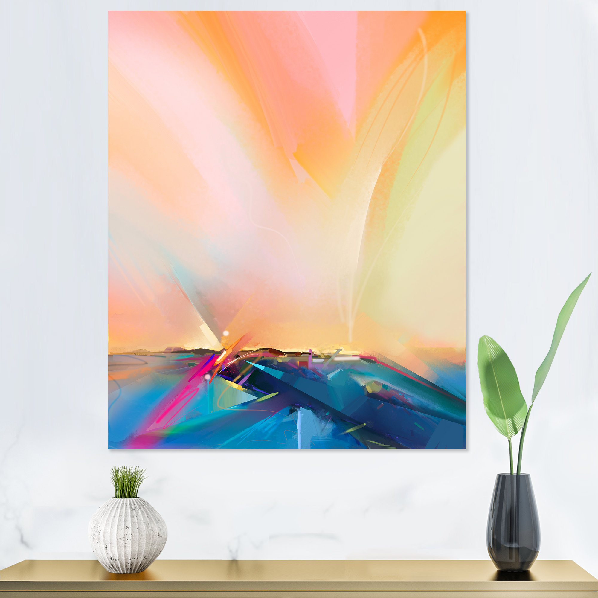 Wrought Studio Paint Brush Ocean Waves Impression Modern