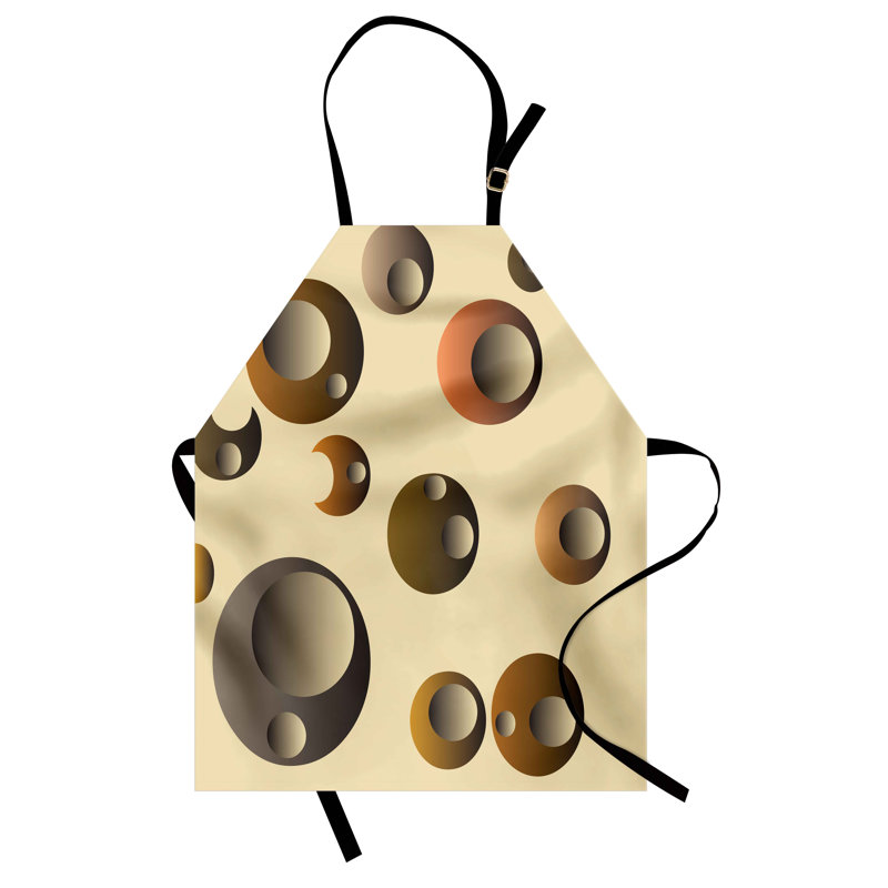 Tablier abstrait East Urban Home unisexe, rond Funky Bubbles, taille adulte, caramel brun pâle