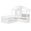 Lit simple avec canapé, lit plateforme pour enfants avec deux tiroirs et tablette de rangement, blanc (ancien SKU: HL000065AAK)-867418849-867418850