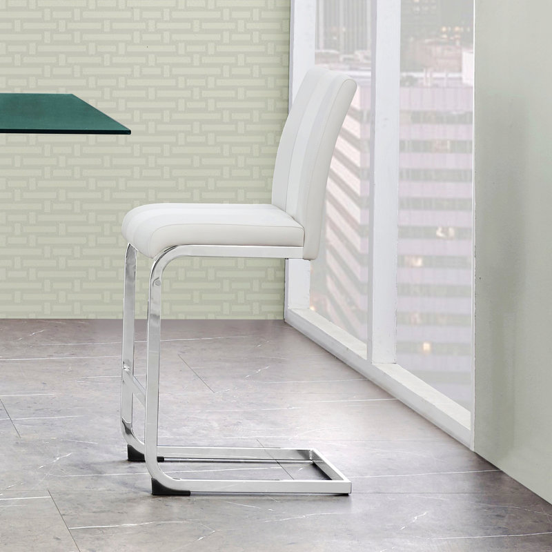 4 Pieces Bar Stools With Metal Frame, White