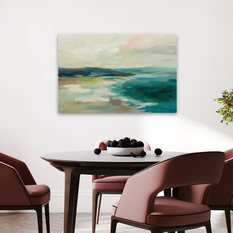 Lac Pastel - nuages abstraits bleu-brun, H 36 po x l 24 po