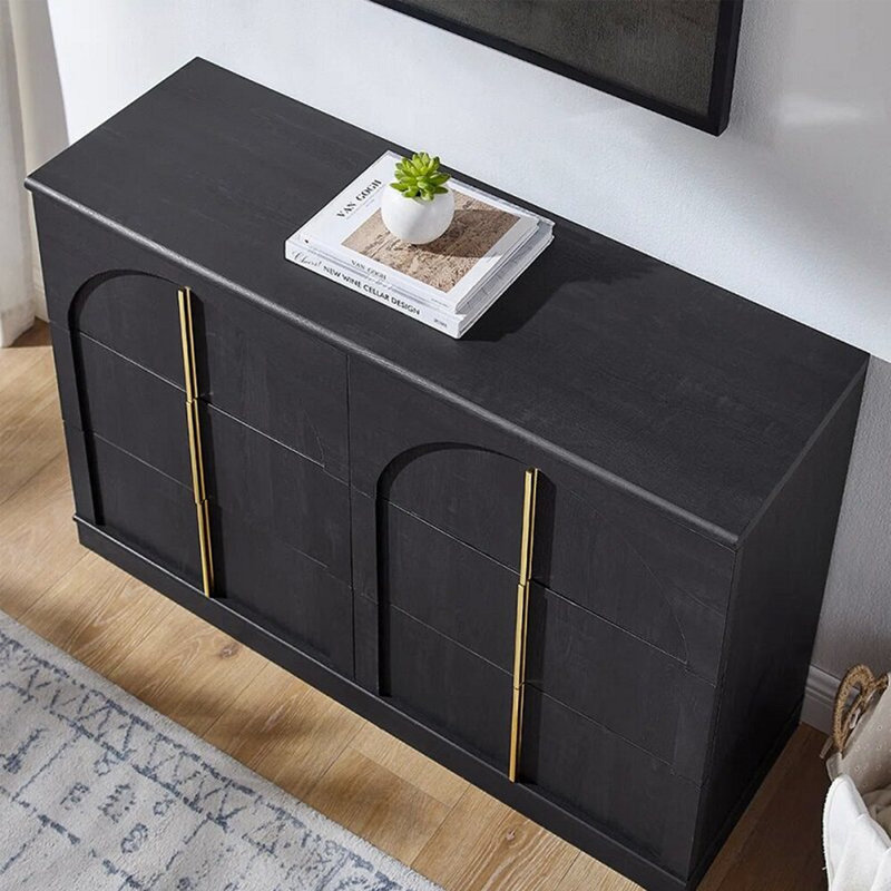 Armoire latérale de style Mid-Century, H 31,5 po x l 70,86 po x P 15,75 po, Noir