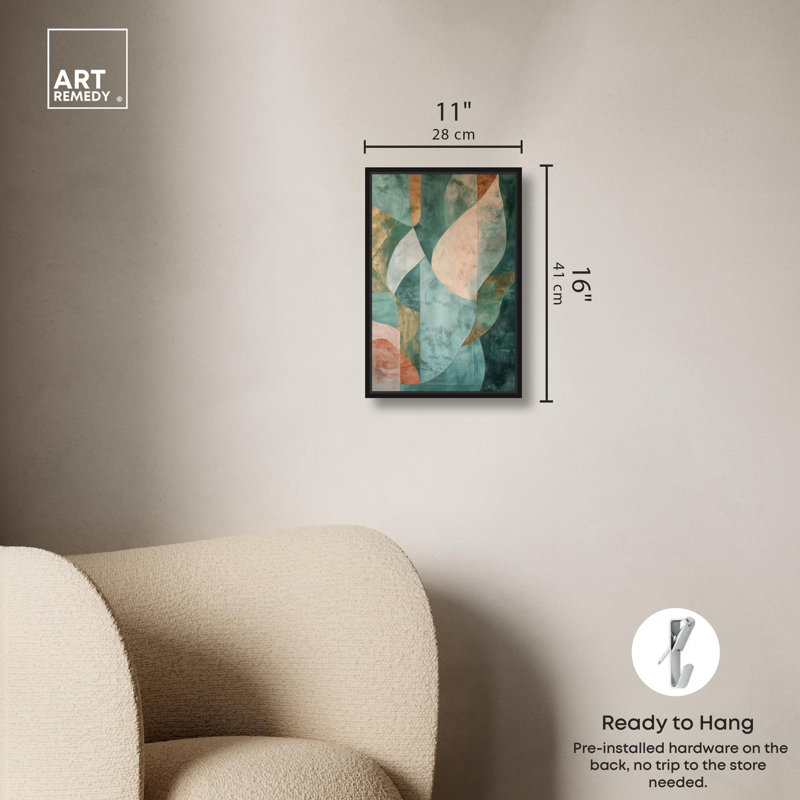 Art abstrait vert Emerald Ember II, Cadre noir, H 16 po x l 11 po